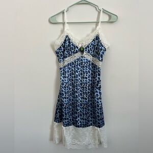 Tunnel Vision Josie Blue Cheetah Mini Slip Dress